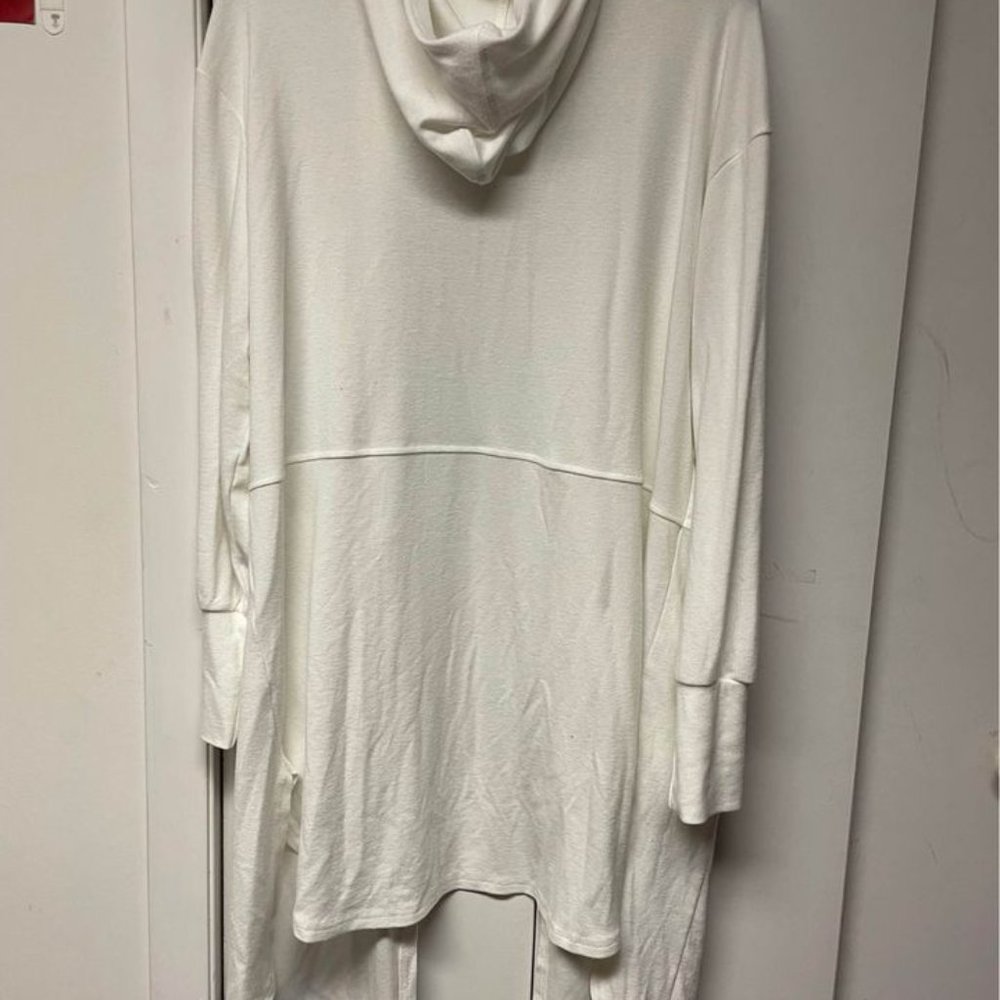 White Side Splits Open Front Hooded Cardigan women’s size large - Picture 2 of 5